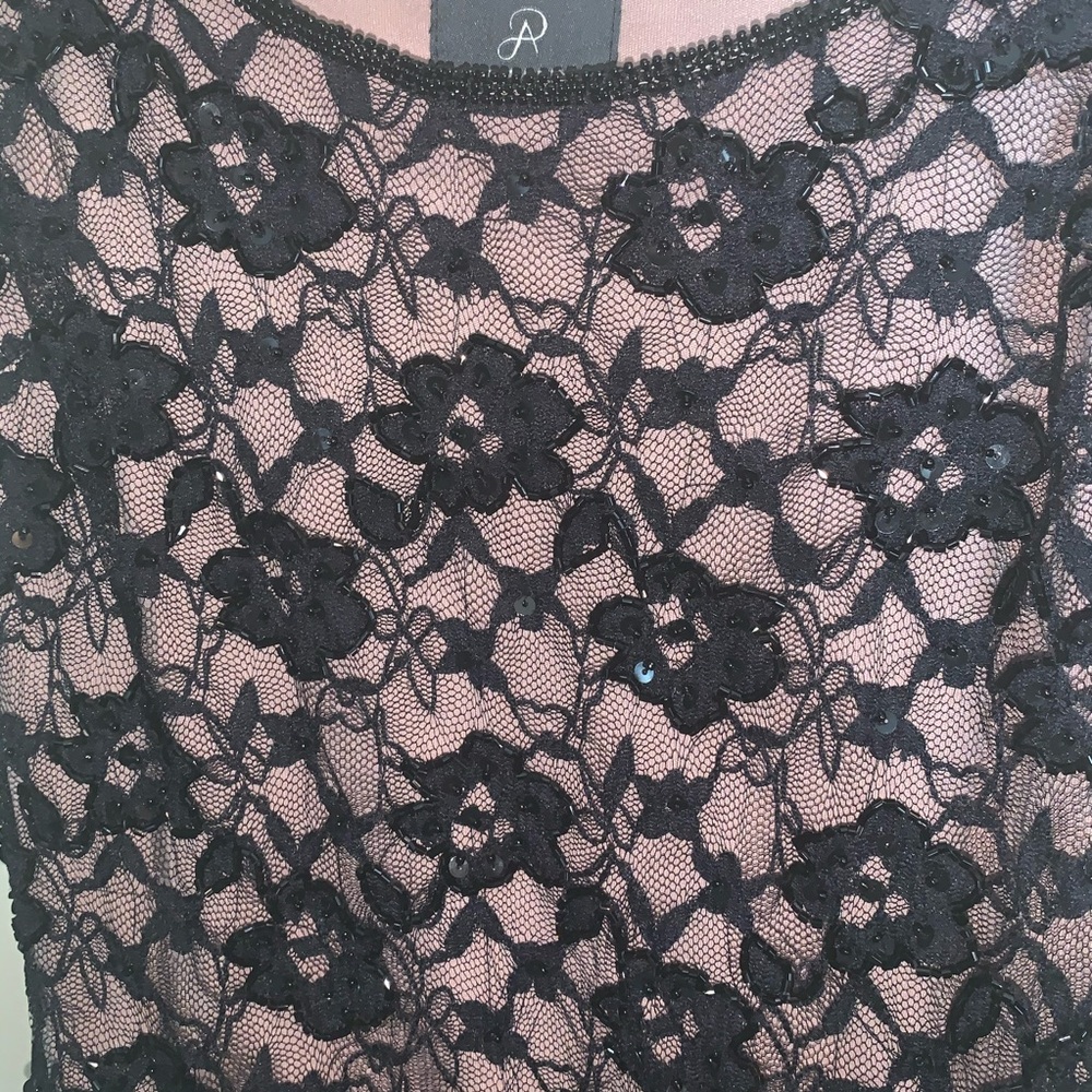 Adrianna Papell‎ Black Beaded Lace Cocktail Dress - Picture 5 of 7